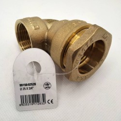 Coude 90° taraudé à compression laiton Diamètre 25 mm - 3/4" pour tube PE